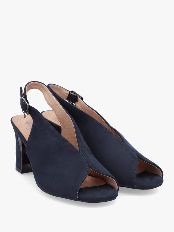 Love Navy Block Heel Sling Back Sandals