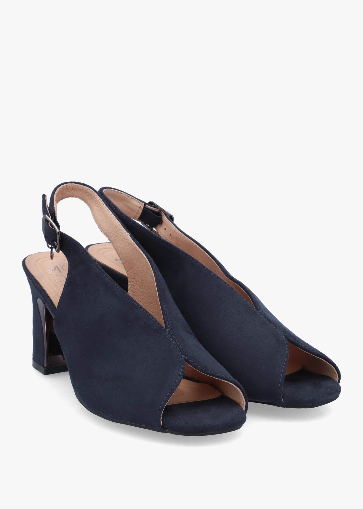Love Navy Block Heel Sling Back Sandals