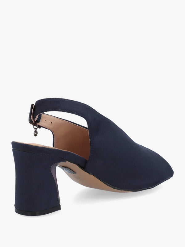 Love Navy Block Heel Sling Back Sandals