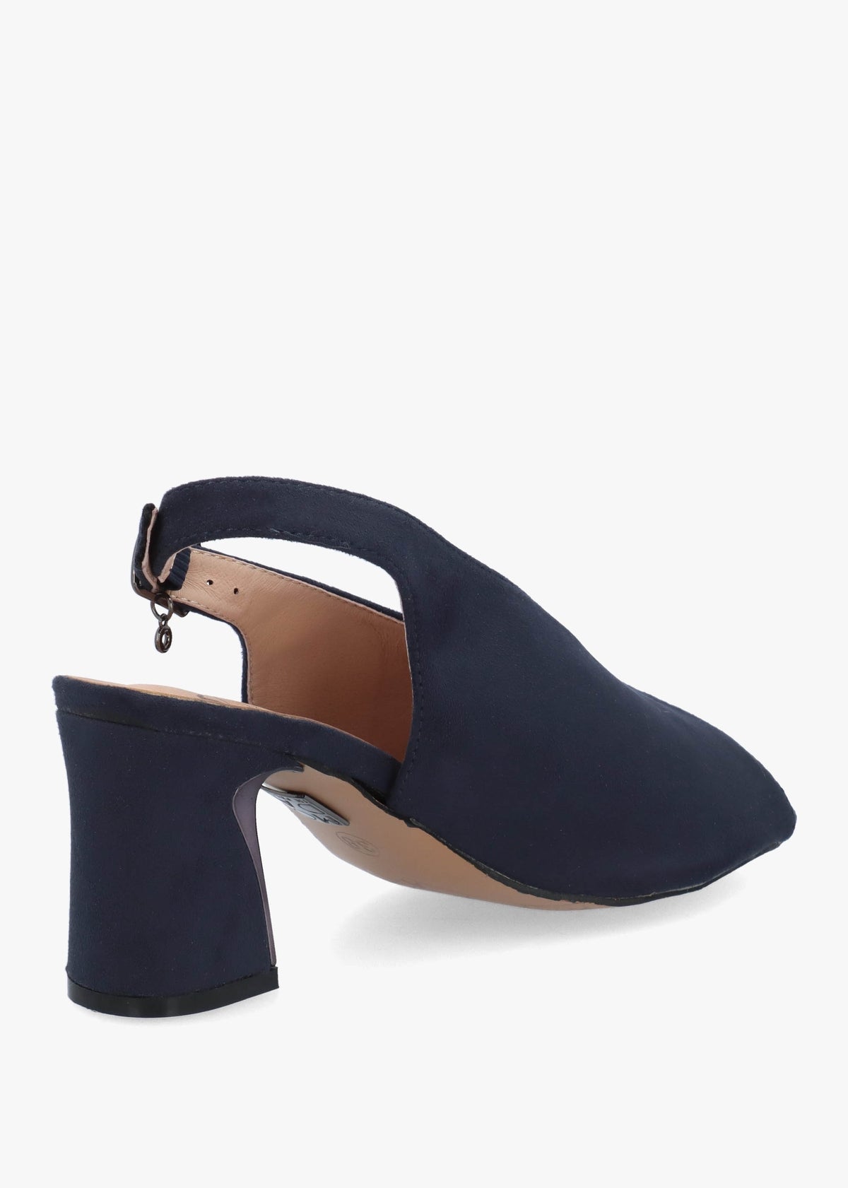 Love Navy Block Heel Sling Back Sandals