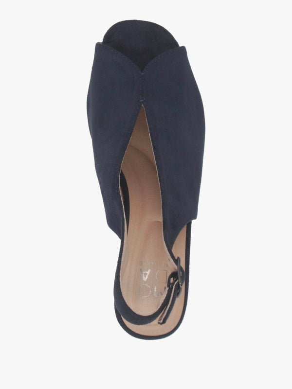 Love Navy Block Heel Sling Back Sandals