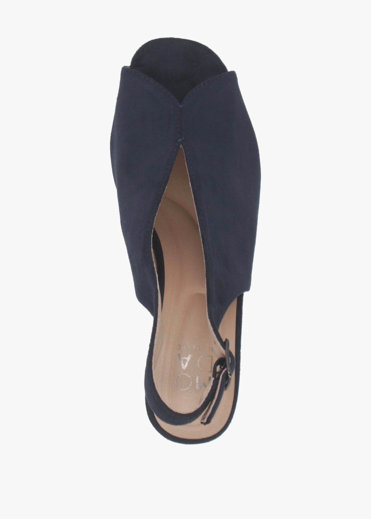 Love Navy Block Heel Sling Back Sandals