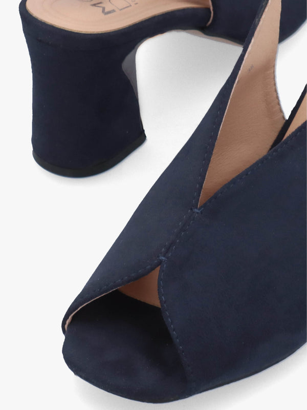 Love Navy Block Heel Sling Back Sandals