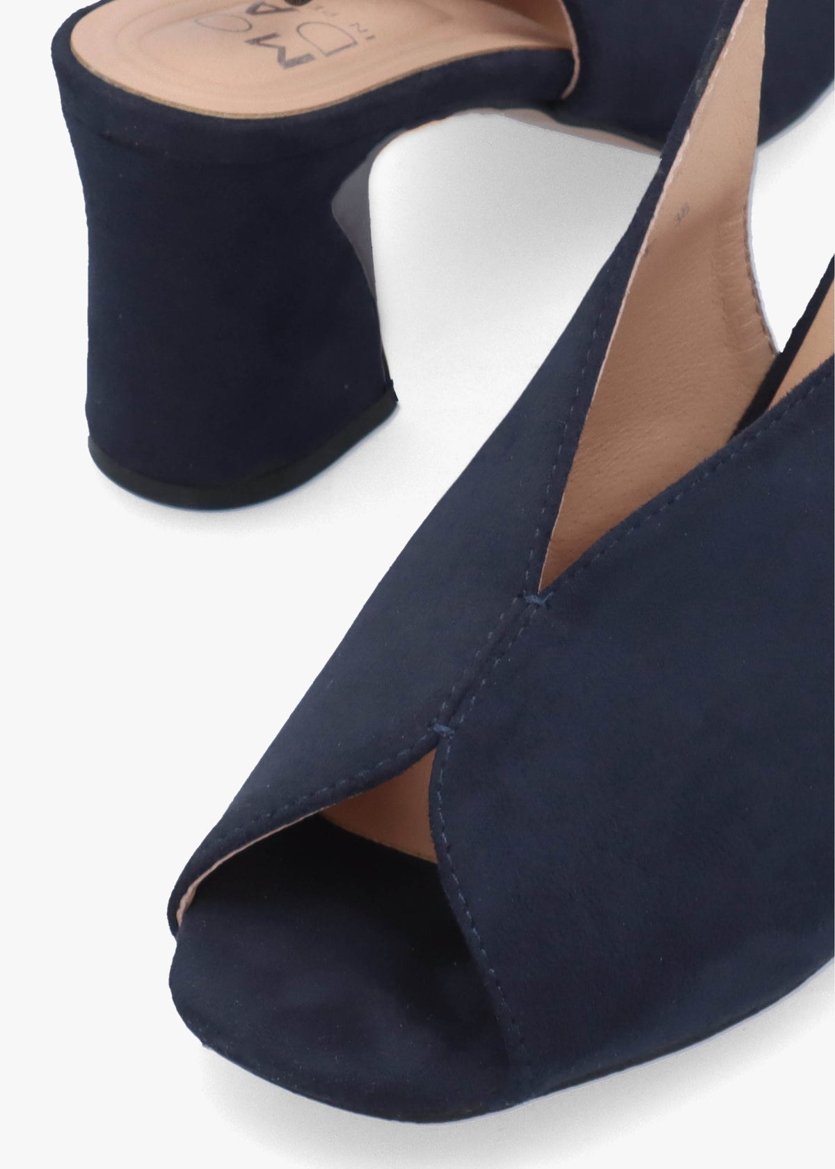 Love Navy Block Heel Sling Back Sandals
