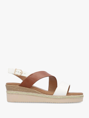 Joani Tan Multi Strappy Low Wedge Sandals