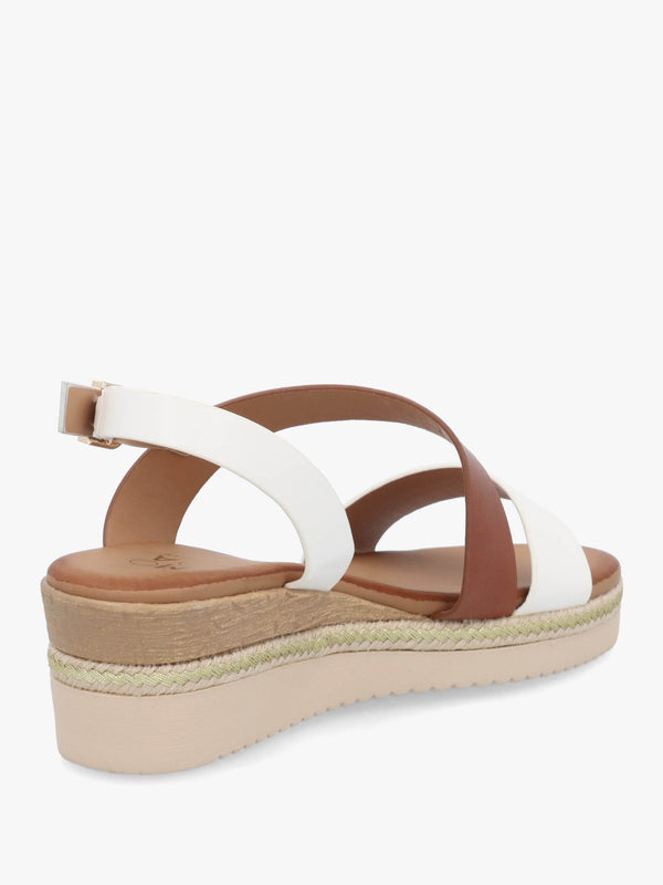 Joani Tan Multi Strappy Low Wedge Sandals
