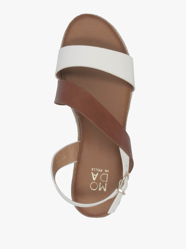 Joani Tan Multi Strappy Low Wedge Sandals