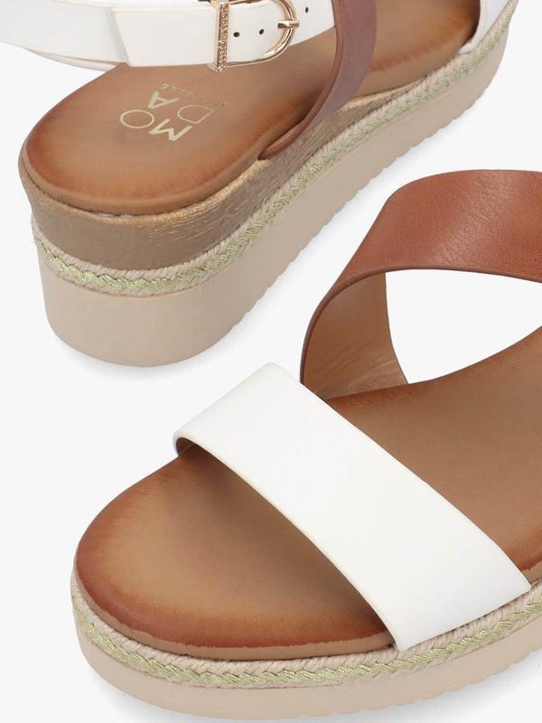 Joani Tan Multi Strappy Low Wedge Sandals