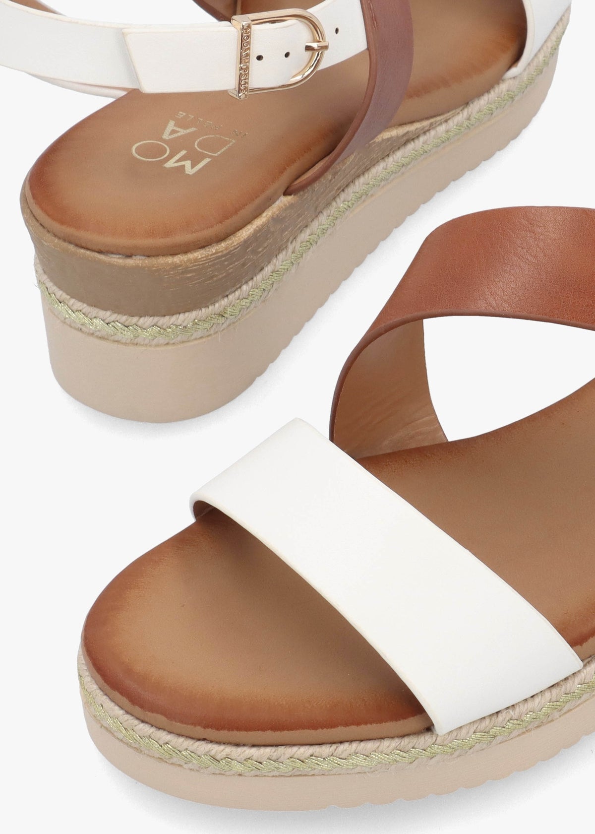 Joani Tan Multi Strappy Low Wedge Sandals