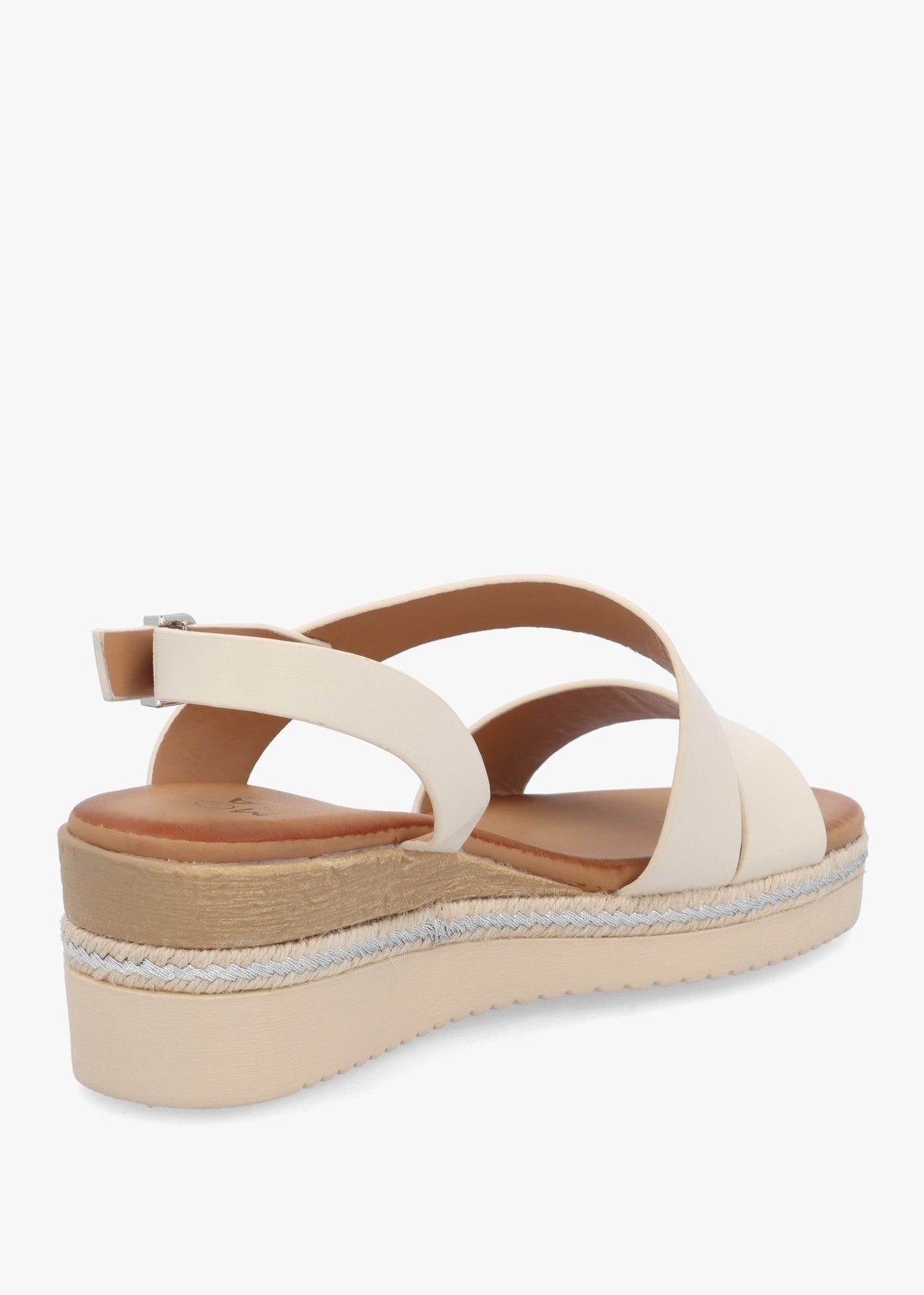 Joani Cream Strappy Low Wedge Sandals