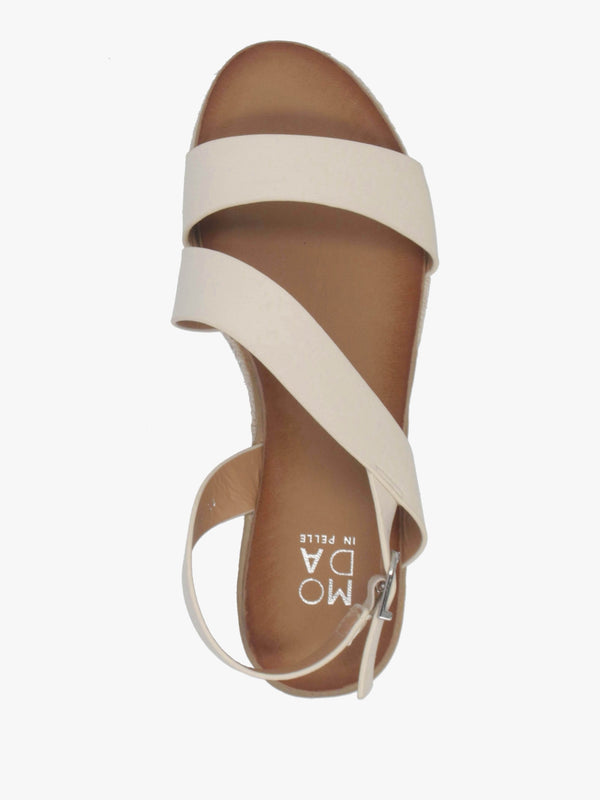 Joani Cream Strappy Low Wedge Sandals