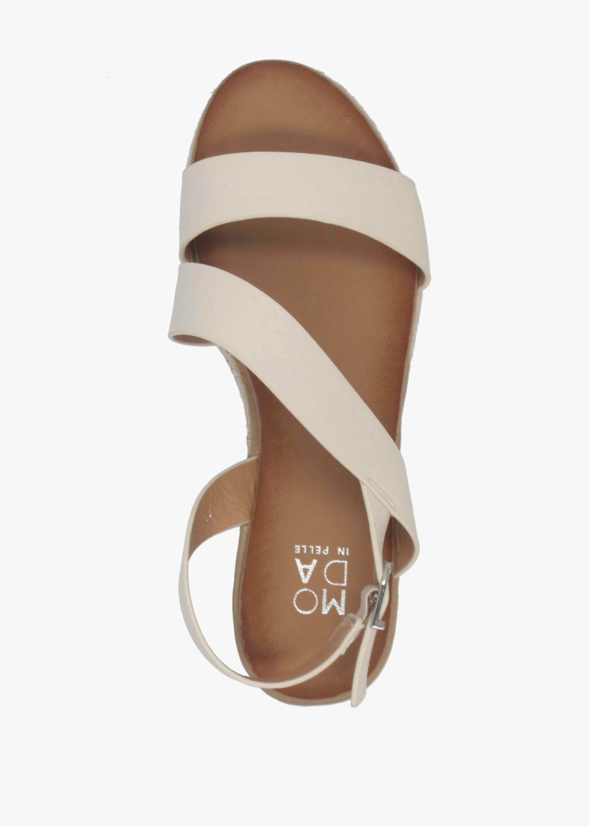 Joani Cream Strappy Low Wedge Sandals