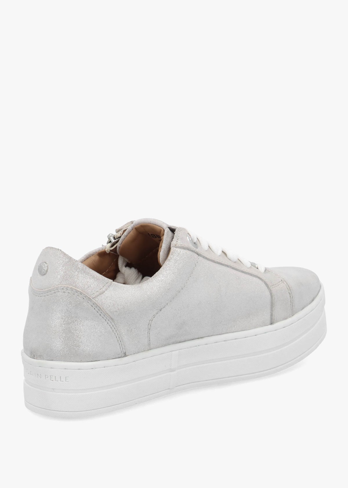 Abbee Silver Leather Side Zip Lace Up Flatform Trainers