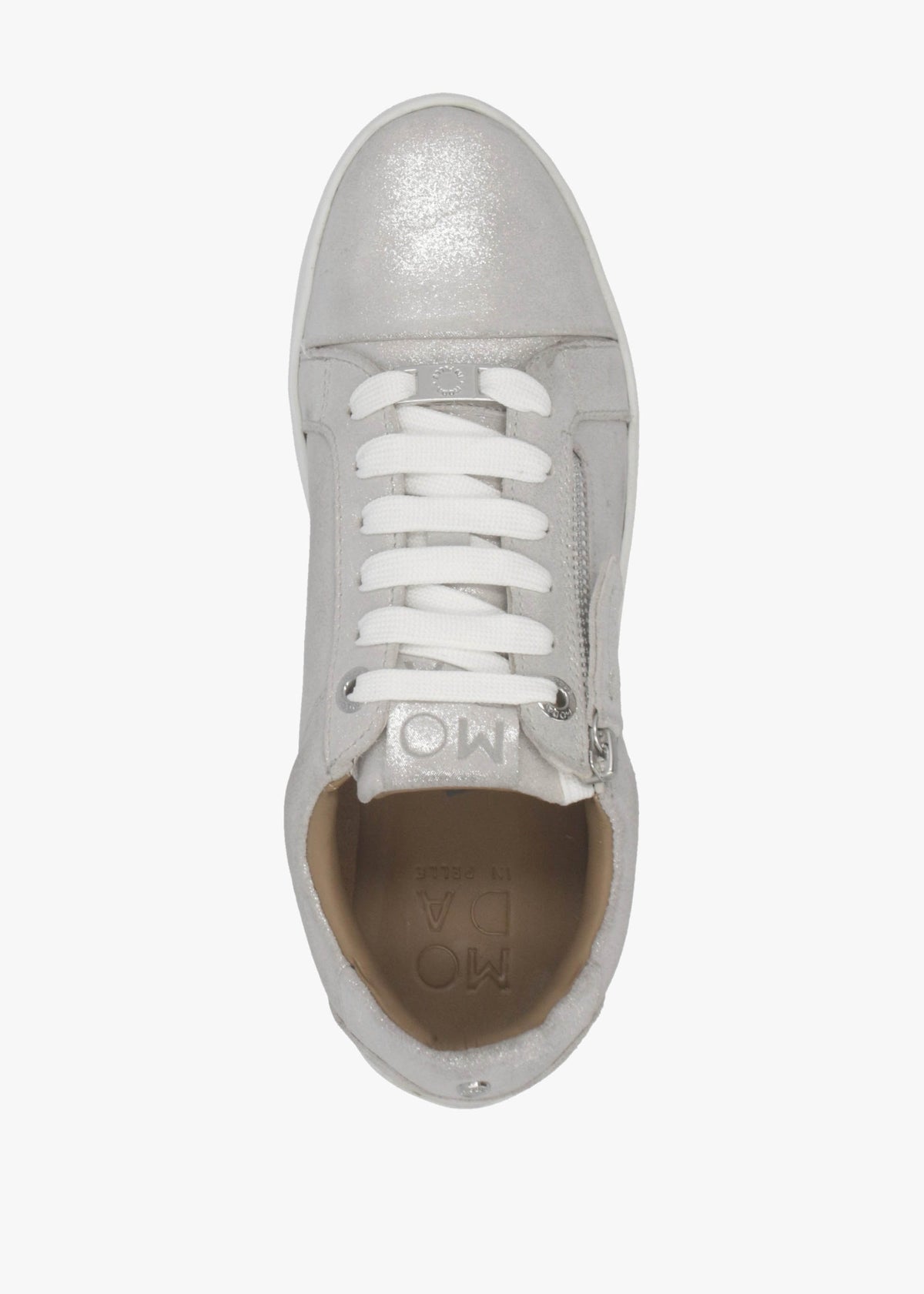 Abbee Silver Leather Side Zip Lace Up Flatform Trainers