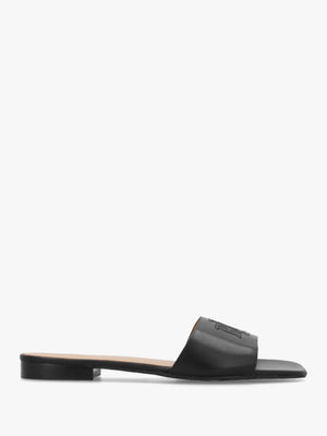 Everley Black Nappa Leather Slide Sandals