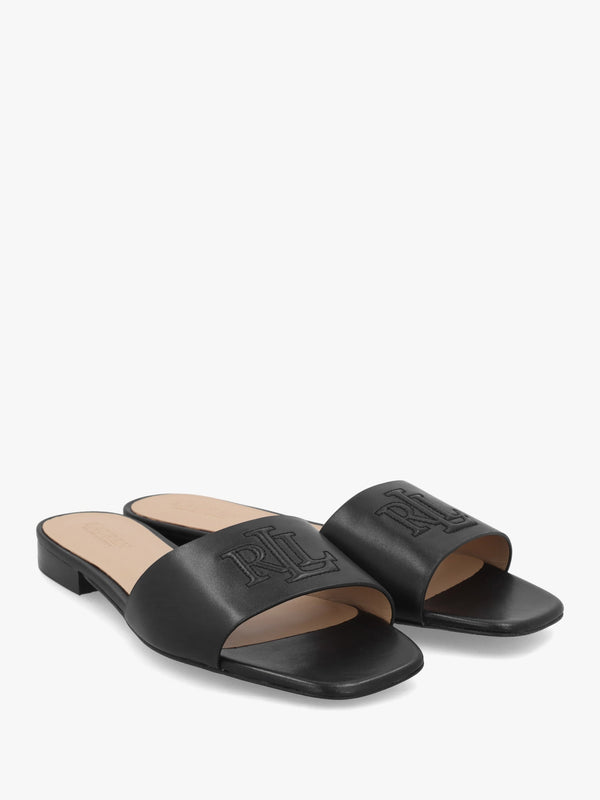 Everley Black Nappa Leather Slide Sandals