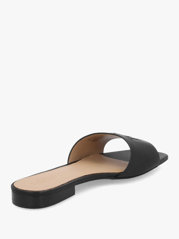 Everley Black Nappa Leather Slide Sandals