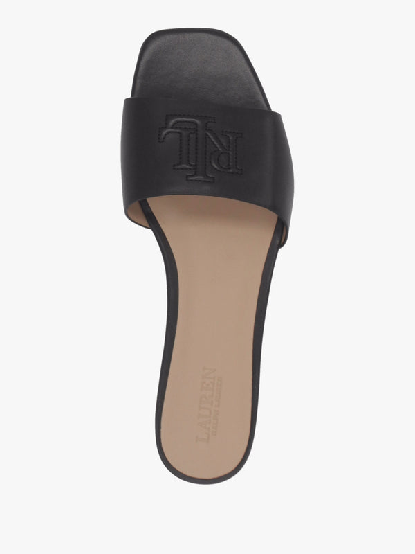 Everley Black Nappa Leather Slide Sandals