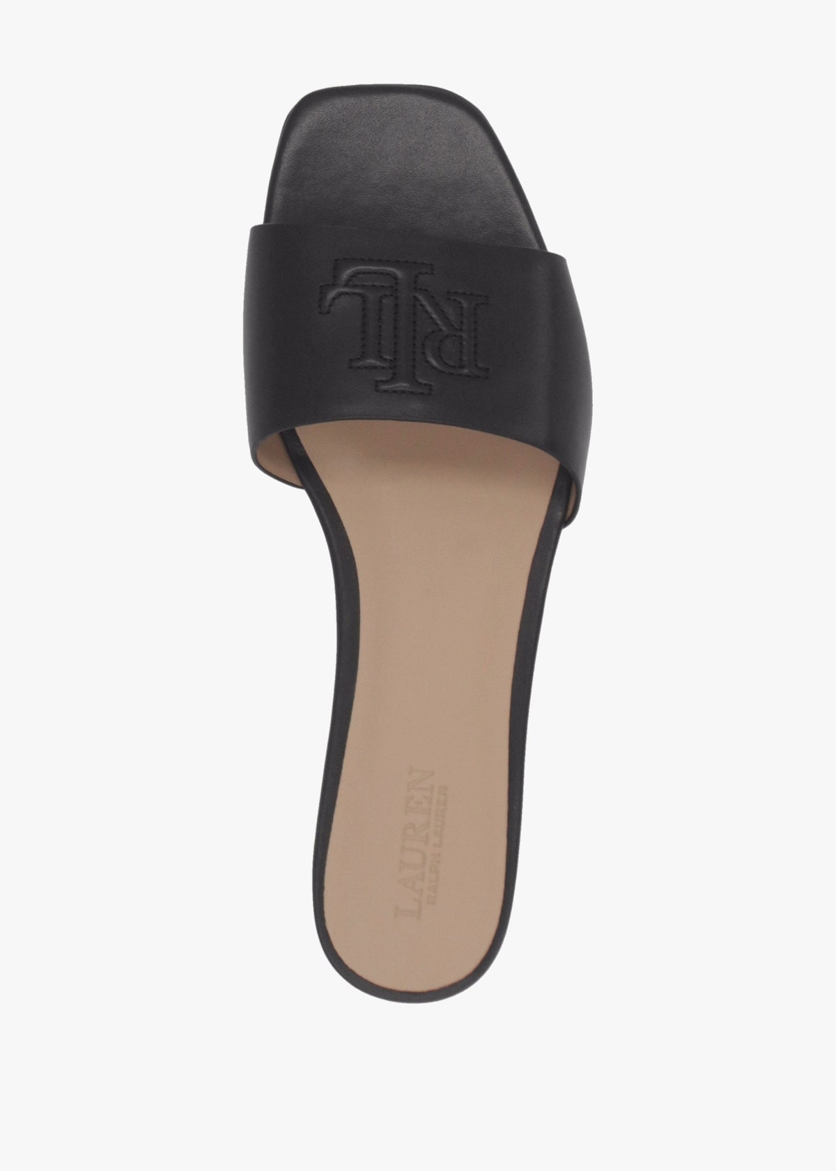 Everley Black Nappa Leather Slide Sandals