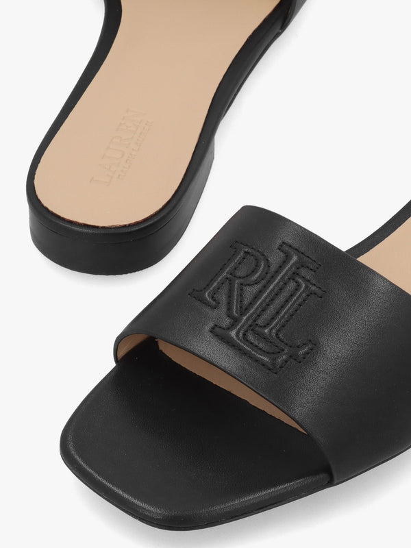 Everley Black Nappa Leather Slide Sandals