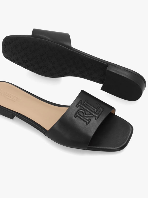 Everley Black Nappa Leather Slide Sandals