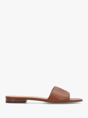 Everley Lauren Tan Nappa Leather Slide Sandals