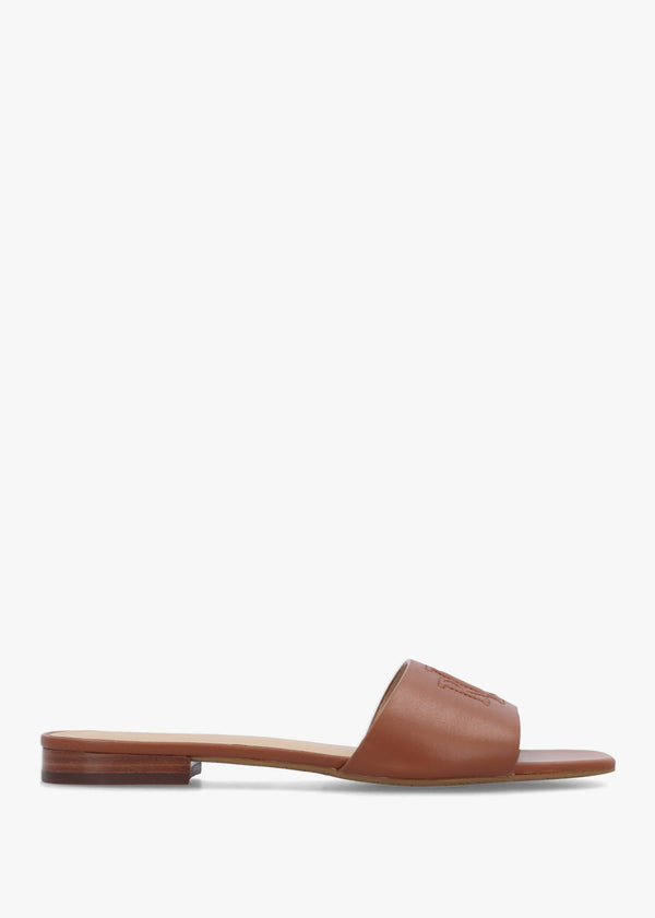 Everley Lauren Tan Nappa Leather Slide Sandals