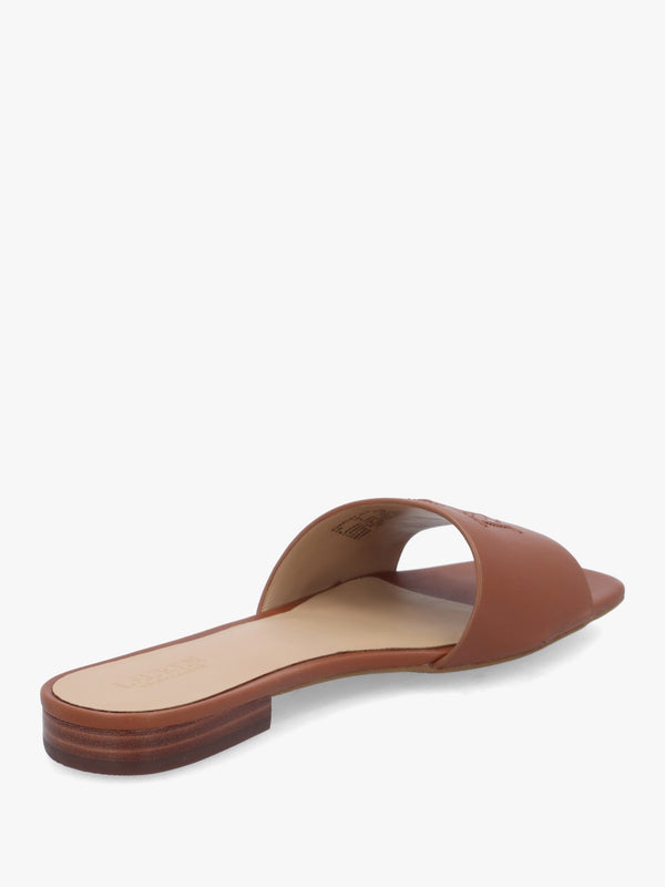 Everley Lauren Tan Nappa Leather Slide Sandals
