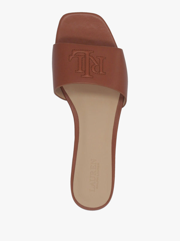 Everley Lauren Tan Nappa Leather Slide Sandals