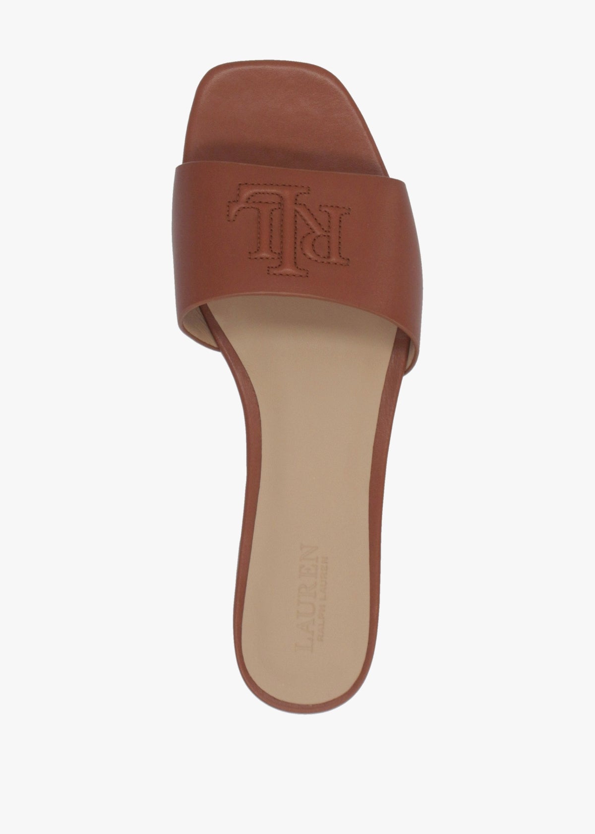 Everley Lauren Tan Nappa Leather Slide Sandals