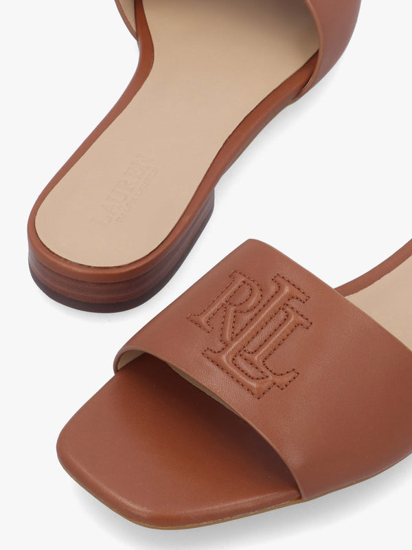 Everley Lauren Tan Nappa Leather Slide Sandals