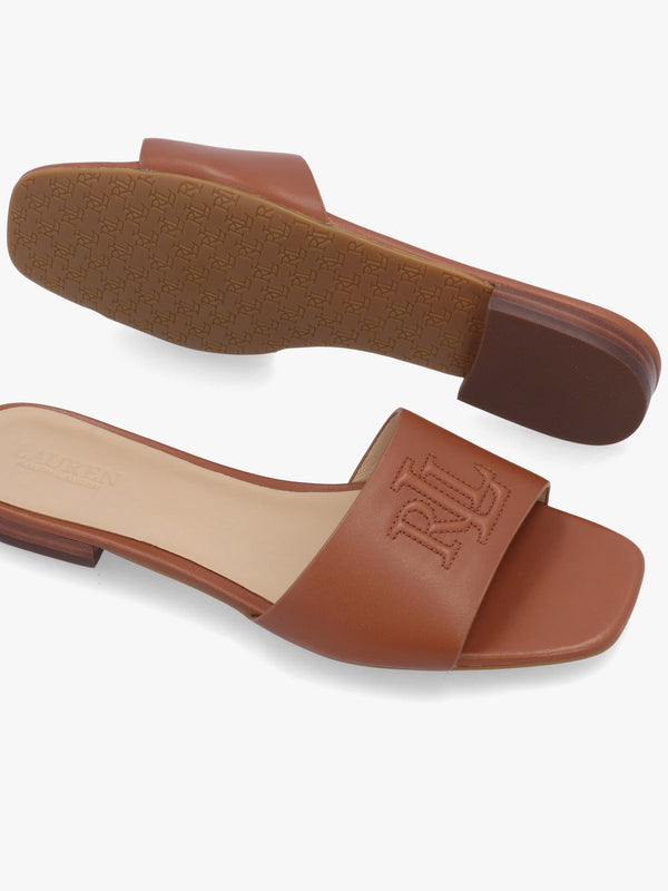 Everley Lauren Tan Nappa Leather Slide Sandals