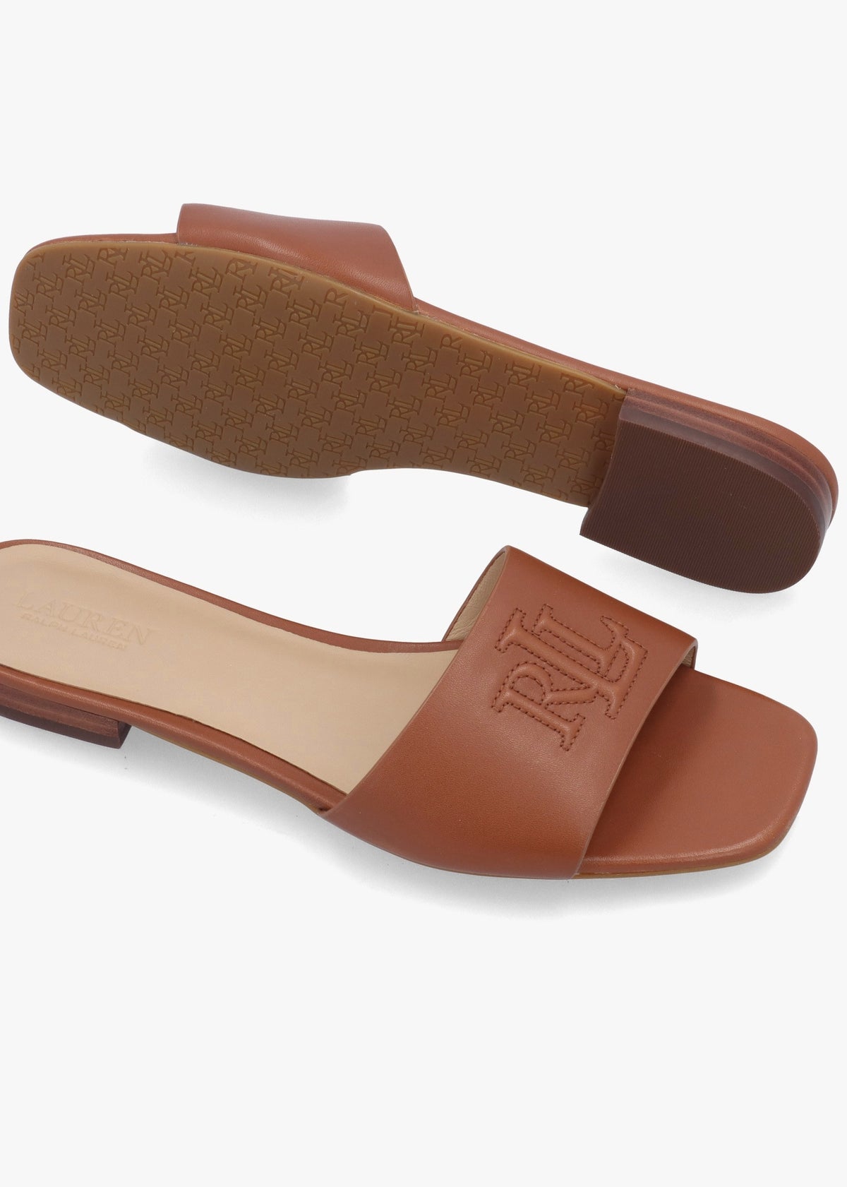 Everley Lauren Tan Nappa Leather Slide Sandals