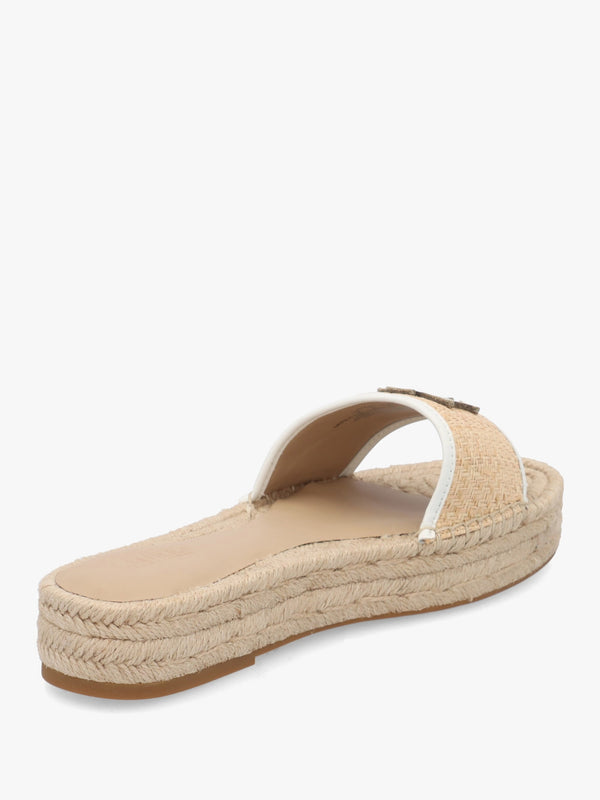 Polly Natural Snow White Leather Trim Raffia Espadrille Mules