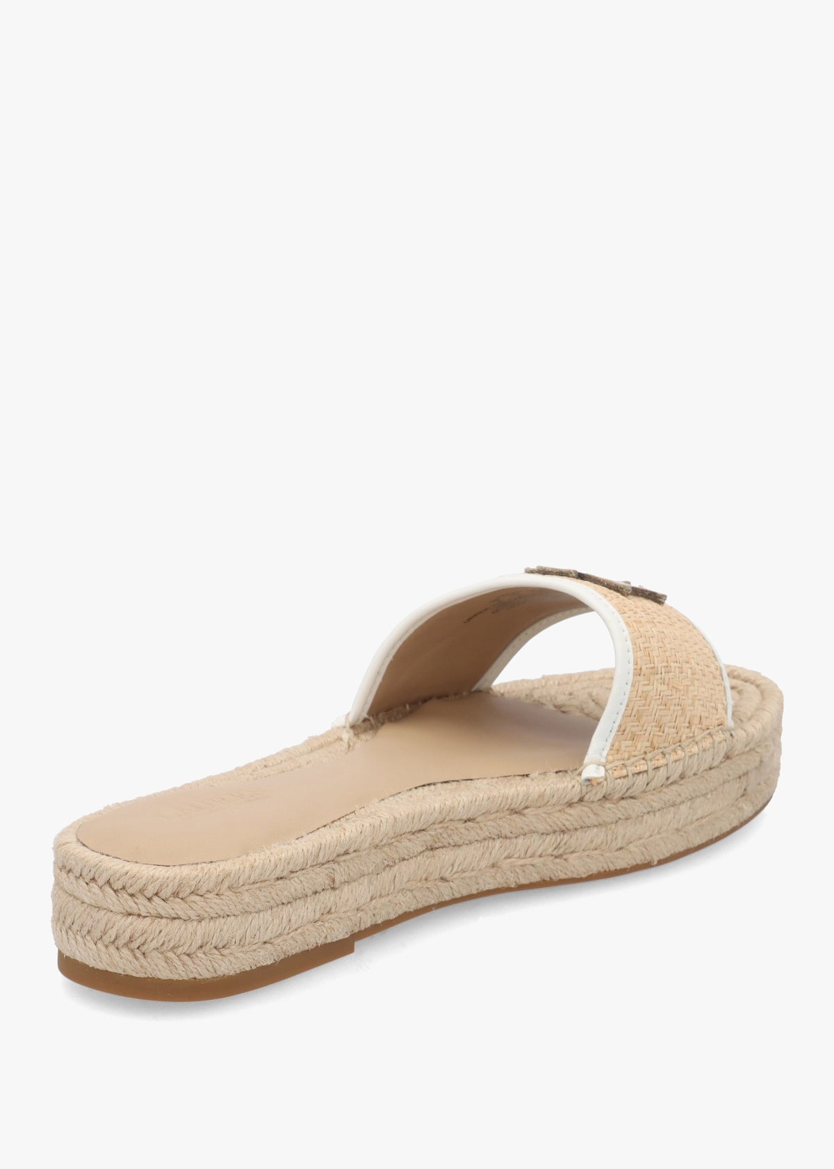 Polly Natural Snow White Leather Trim Raffia Espadrille Mules
