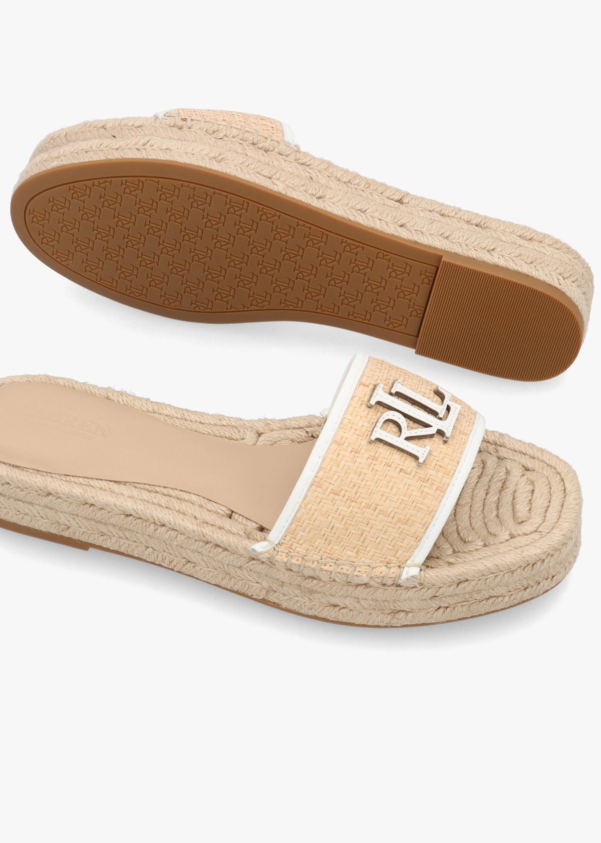 Polly Natural Snow White Leather Trim Raffia Espadrille Mules