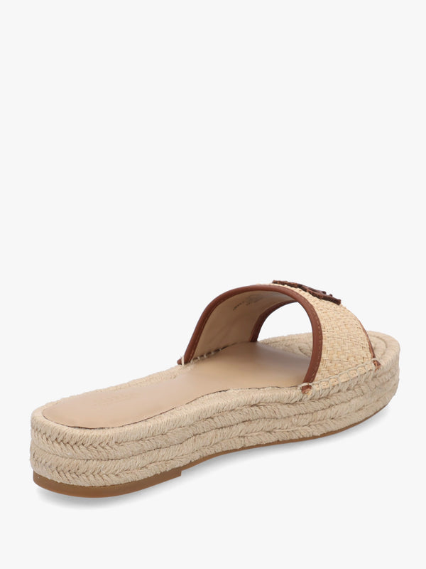 Polly Natural Lauren Tan Leather Trim Raffia Espadrille Mules