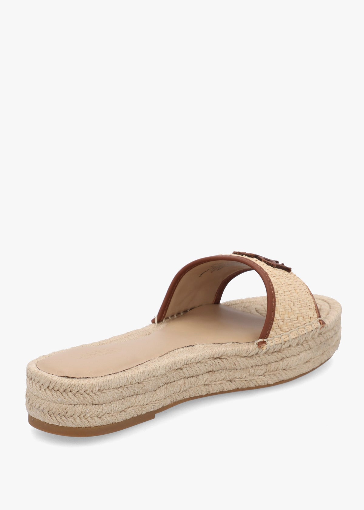 Polly Natural Lauren Tan Leather Trim Raffia Espadrille Mules