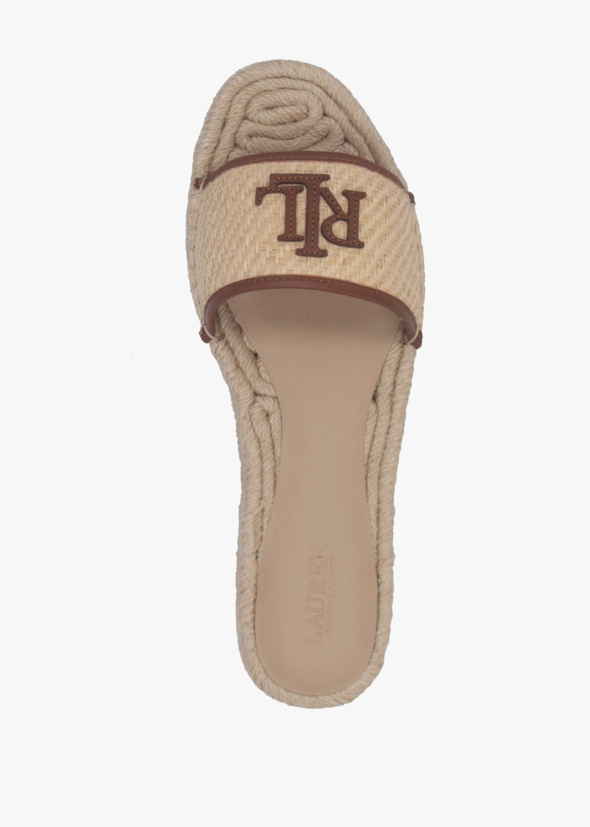 Polly Natural Lauren Tan Leather Trim Raffia Espadrille Mules