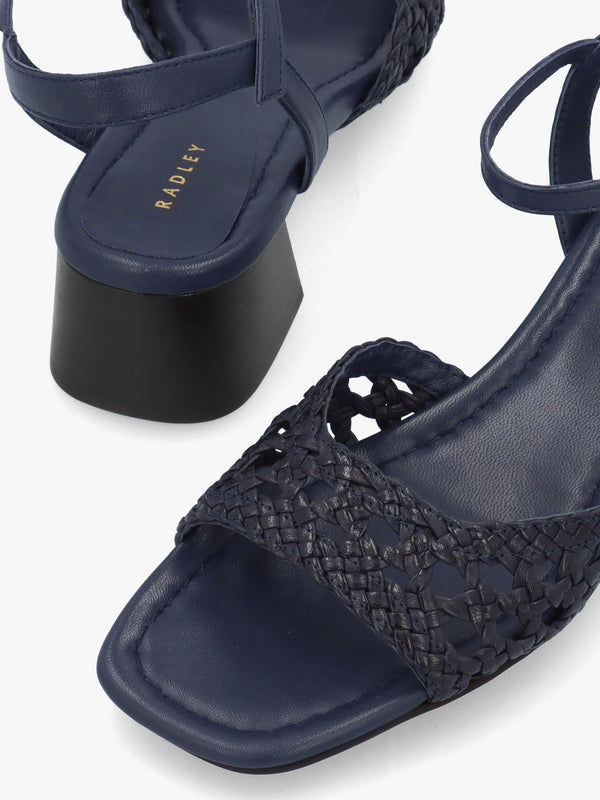 The Camden Naval Leather Woven Low Heel Sandals