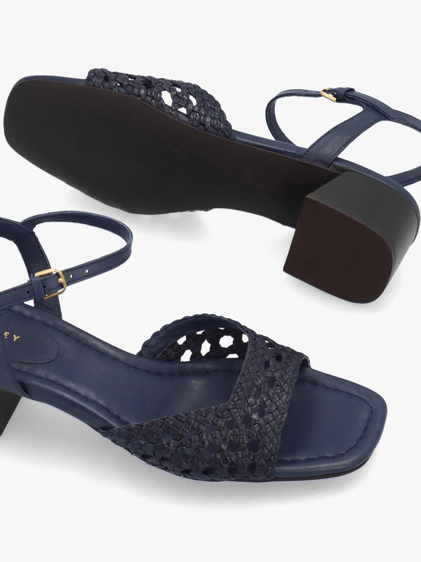 The Camden Naval Leather Woven Low Heel Sandals