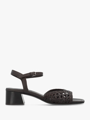 The Camden Chocolate Leather Woven Low Heel Sandals