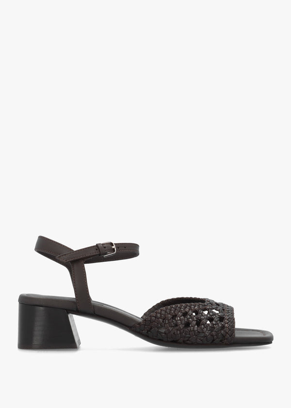 The Camden Chocolate Leather Woven Low Heel Sandals