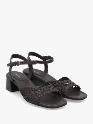 The Camden Chocolate Leather Woven Low Heel Sandals