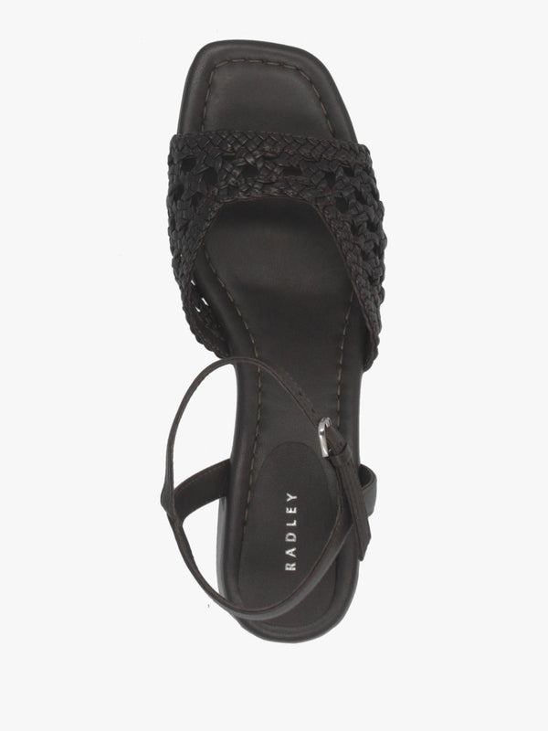 The Camden Chocolate Leather Woven Low Heel Sandals