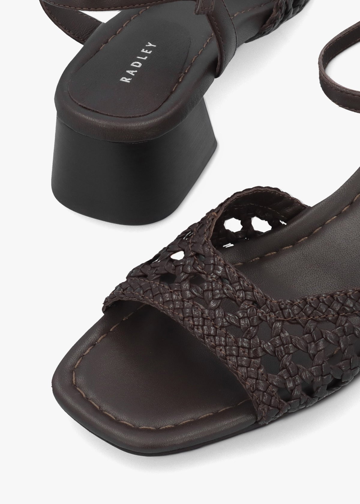 The Camden Chocolate Leather Woven Low Heel Sandals