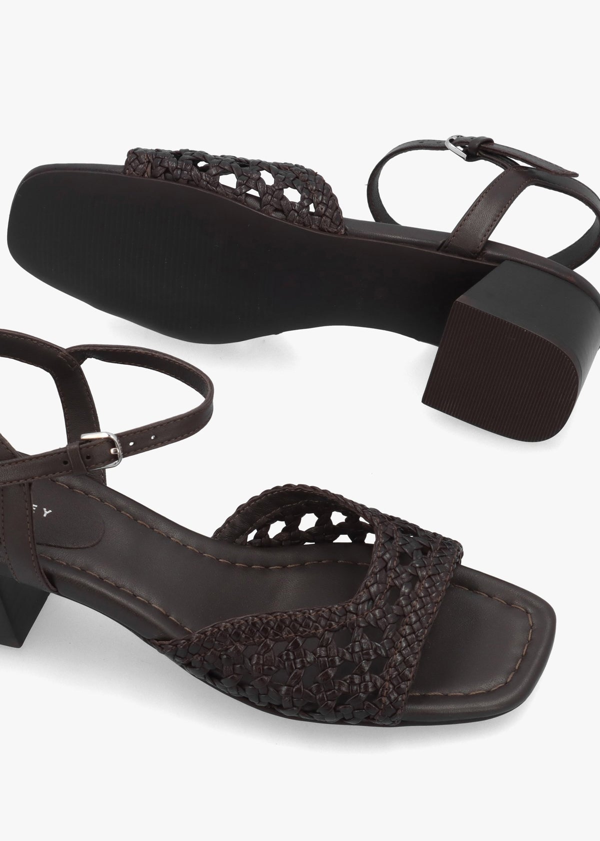 The Camden Chocolate Leather Woven Low Heel Sandals