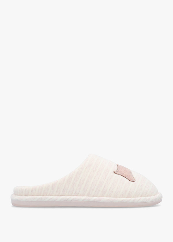Hadley Jersey Stripe Pale Pink Mule Slippers