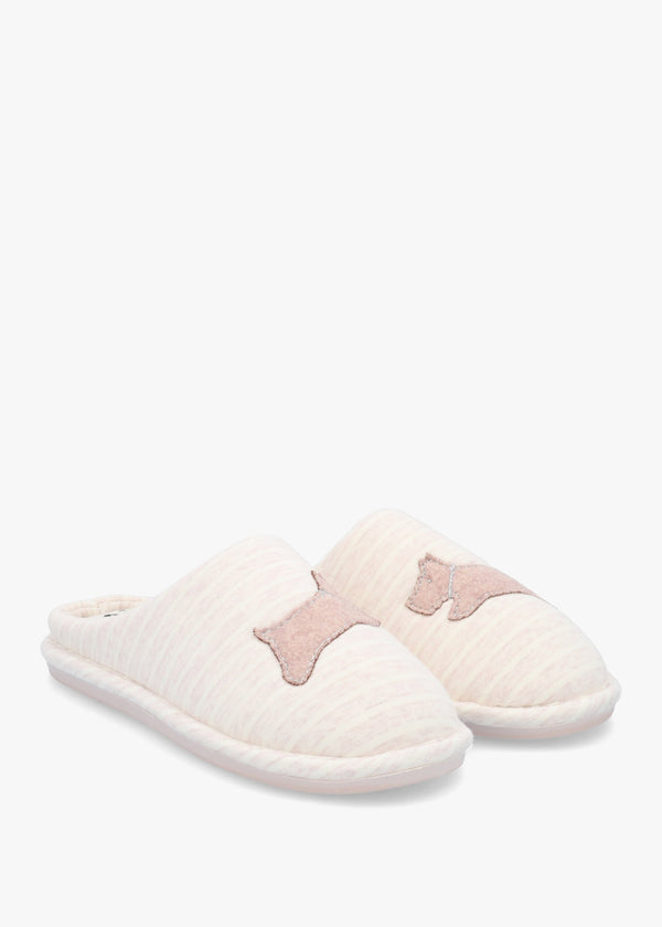 Hadley Jersey Stripe Pale Pink Mule Slippers