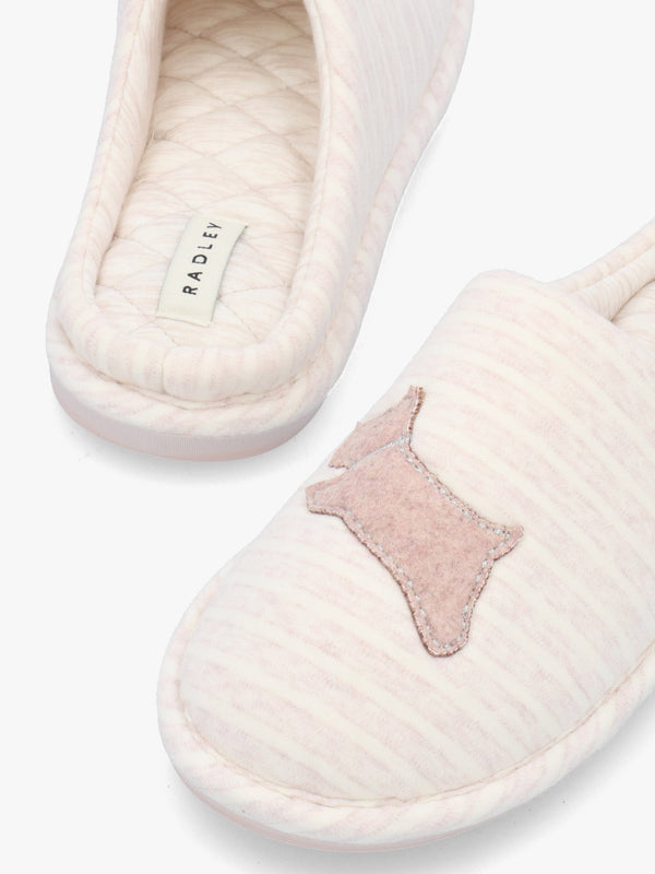 Hadley Jersey Stripe Pale Pink Mule Slippers